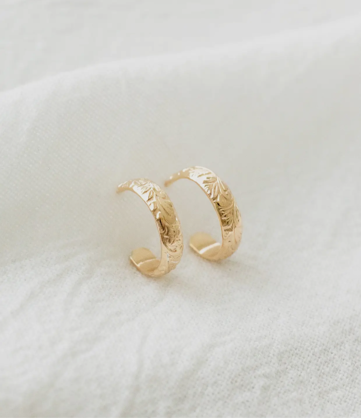 Floral Huggie Hoops 14K GF
