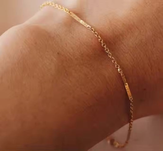 14K GF Hammered Chain 20cm Bracelet