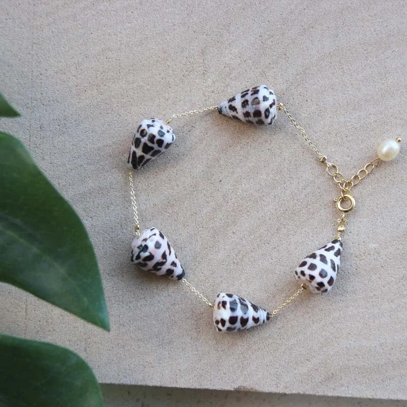 Hebrew Shell Charm Bracelet 18K GP