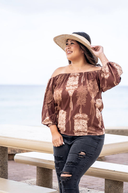 Kamanu Blouse - Kahili Brown